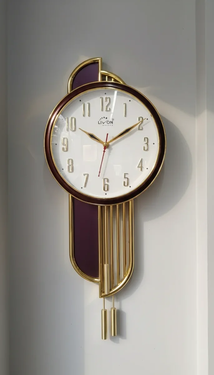 Livon pd02 Elegant Gold & Plum Decorative Wall Clock lifestyle 6
