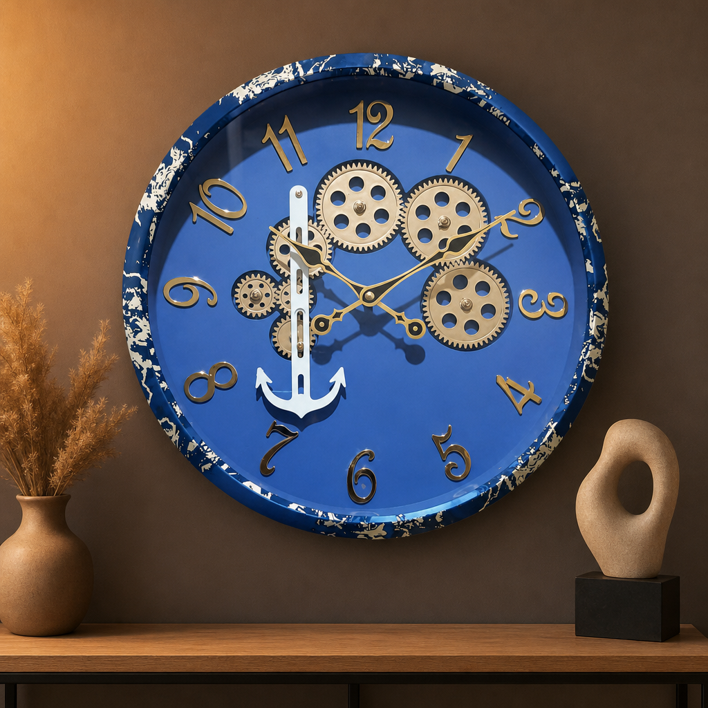 Milan h155-LightGray Decorative Gears & Anchor Wall Clock - Decor 6
