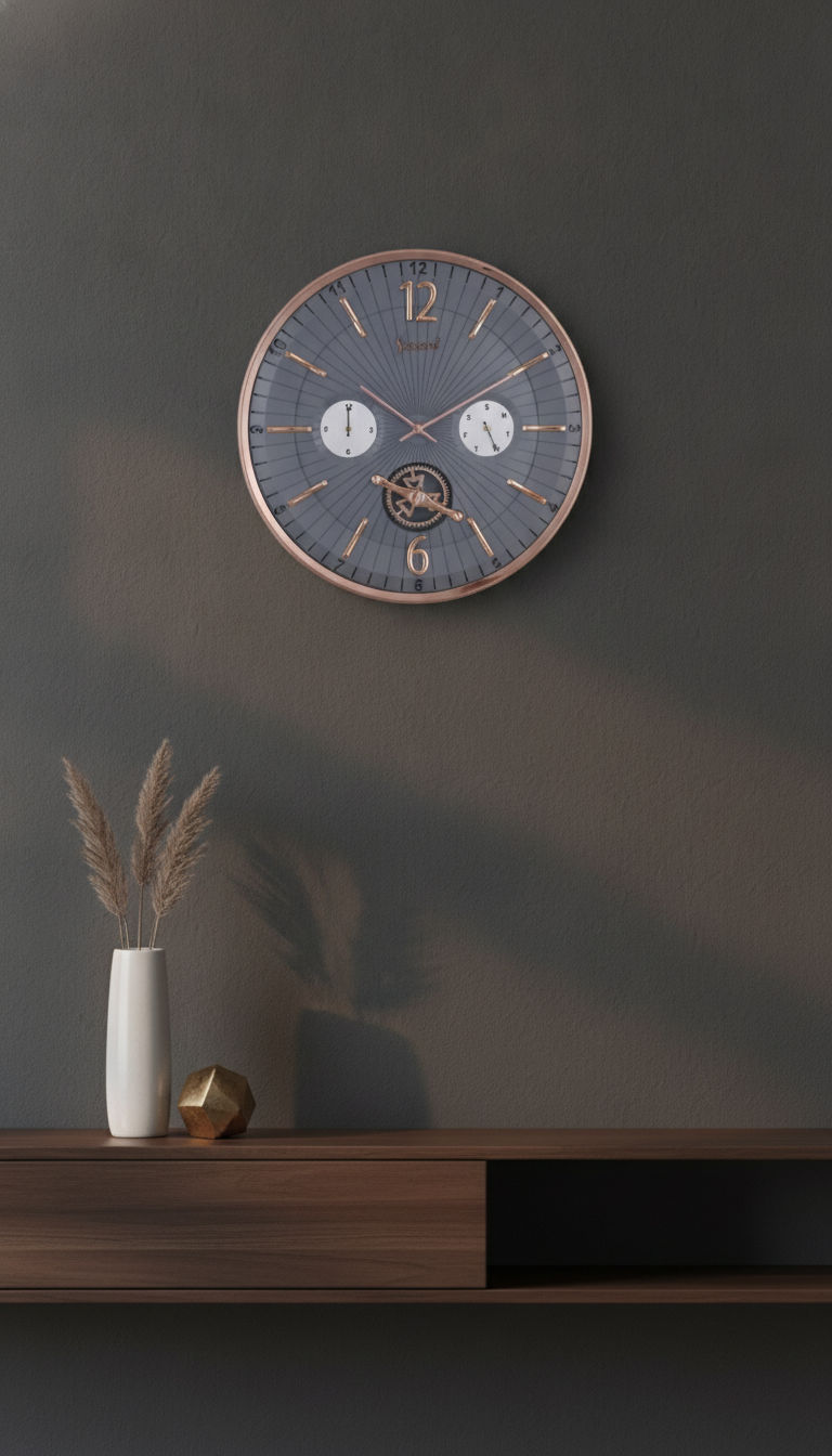 Sizzero 1617 Wall Clock - Black Dial with Rose Gold Finish lifestyle 5