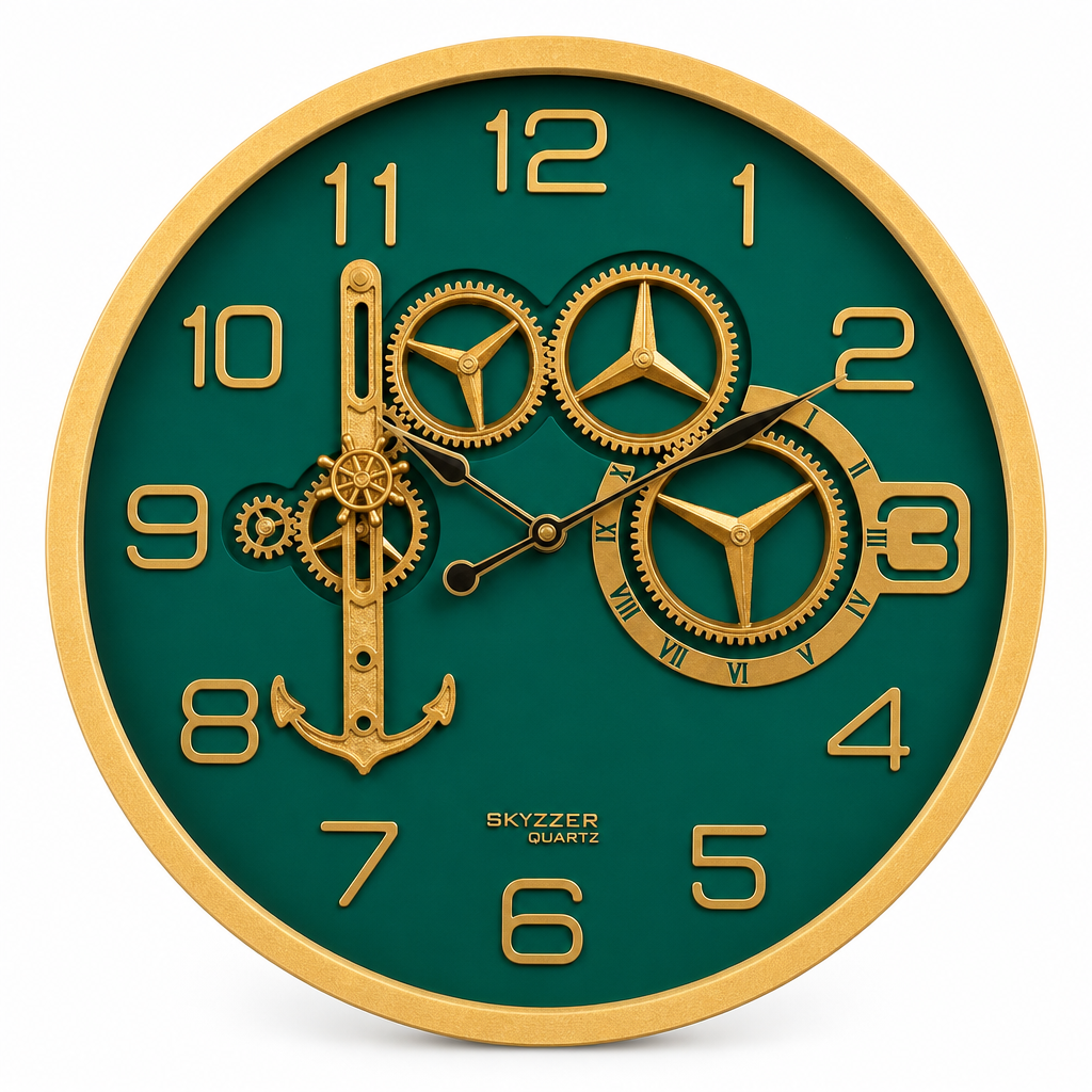 SkyZZer 017-EmeraldGreen Steampunk Nautical Wall Clock