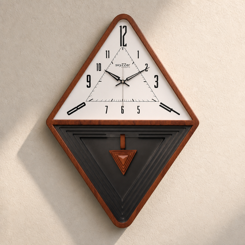 SkyZZer 1621 Modern Diamond Geometric Wall Clock - Dark Grey & White - Decor 10