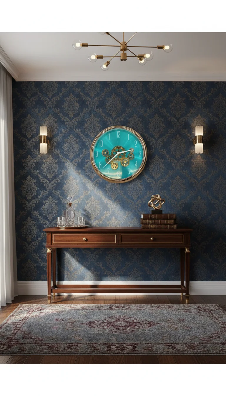 Sleek Golden wall Clock with moving gear - The clock Factory - Wall Clock 16 inch - Wall Clock, Steampunk, Gear Clock - Image 4