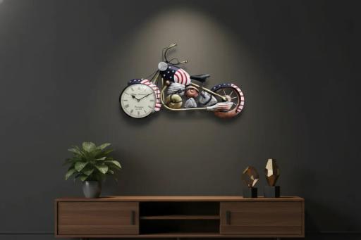 Vintage American Motorcycle Wall Clock - Patriotic Decor - The clock Factory w174E-kr