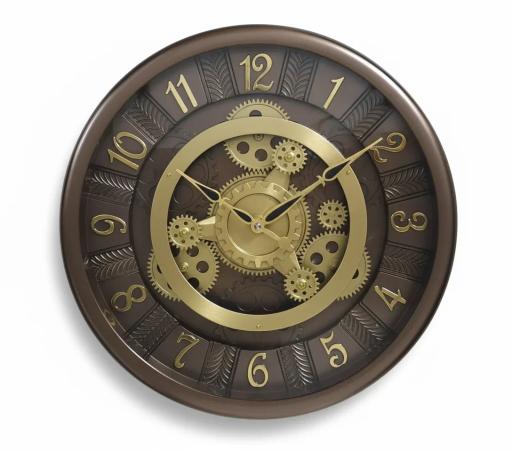 Elegant Bronze & Gold Gear Wall Clock