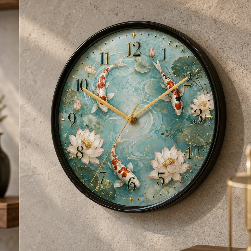 The Clock Factory 031 Koi Pond Decorative Wall Clock