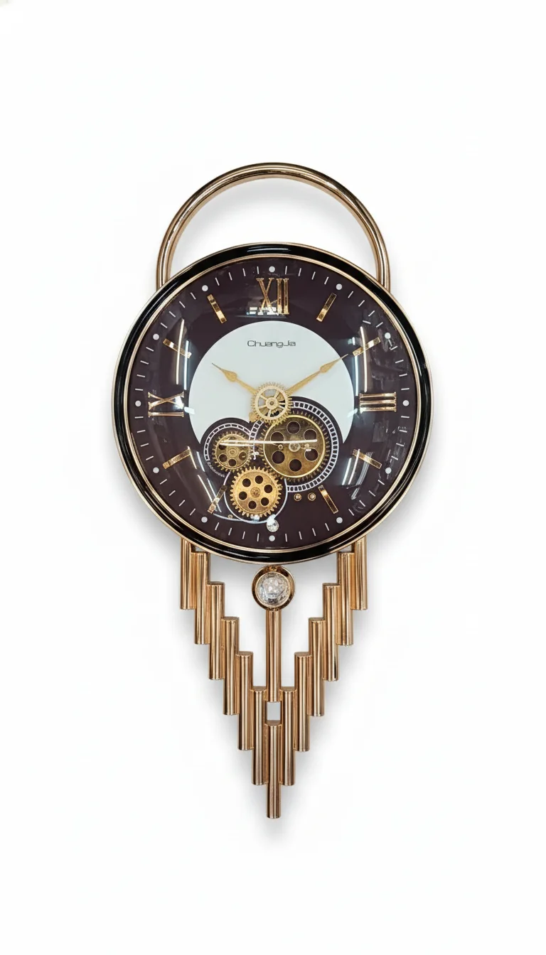 Long designer gear wall clock - The clock Factory - Wall Clock 28 inch - Wall Clock, Steampunk, Gear Clock - Image 2