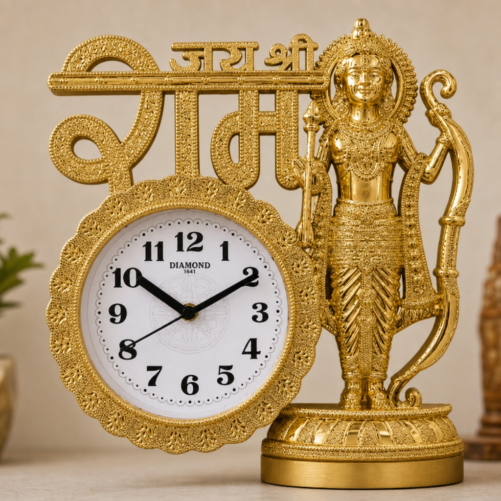 Diamond 1641 Golden Lord Rama Decorative Wall Clock