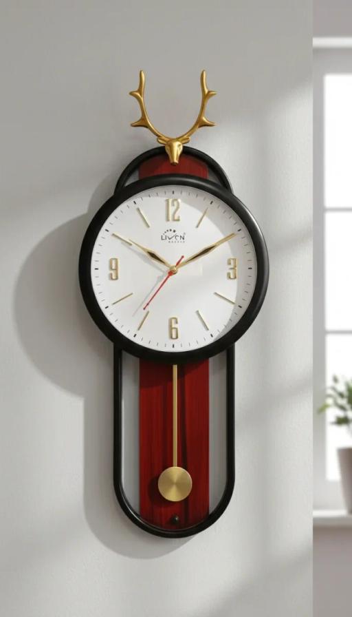 Livon Elegant Deer Head Pendulum Wall Clock - Livon PD01 - Premium Wall Clock 20 inch