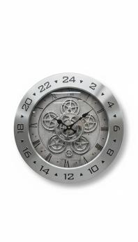 Gear Wall Clock - Silver Brushed Metal - The clock Factory - Wall Clock 16 inch - Wall Clock, Gear Clock, Metal Clock - Image 6