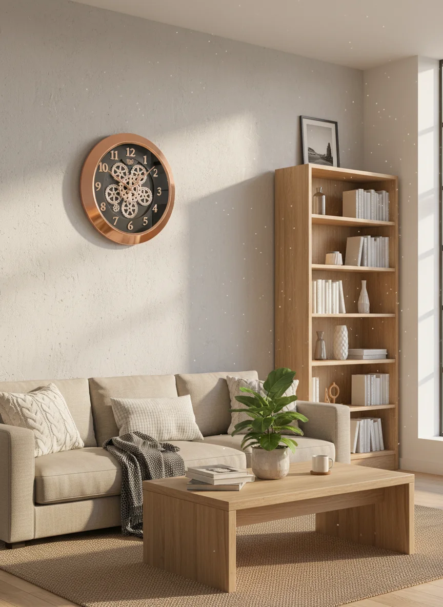 Rose Gold Gear Wall Clock - Solar SQ61 - Solar - Wall Clock 16 inch - Wall Clock, Rose Gold, Gear Clock - Image 3