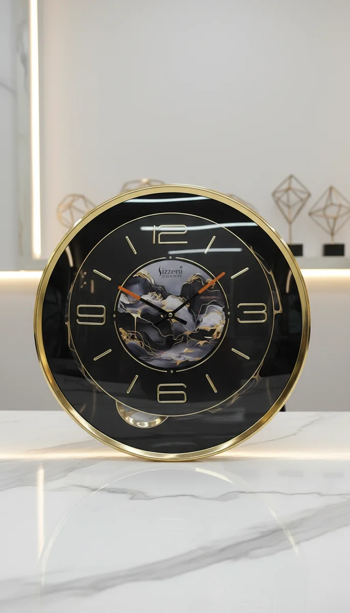 Sizzero 1600 Gold & Black Wall Clock