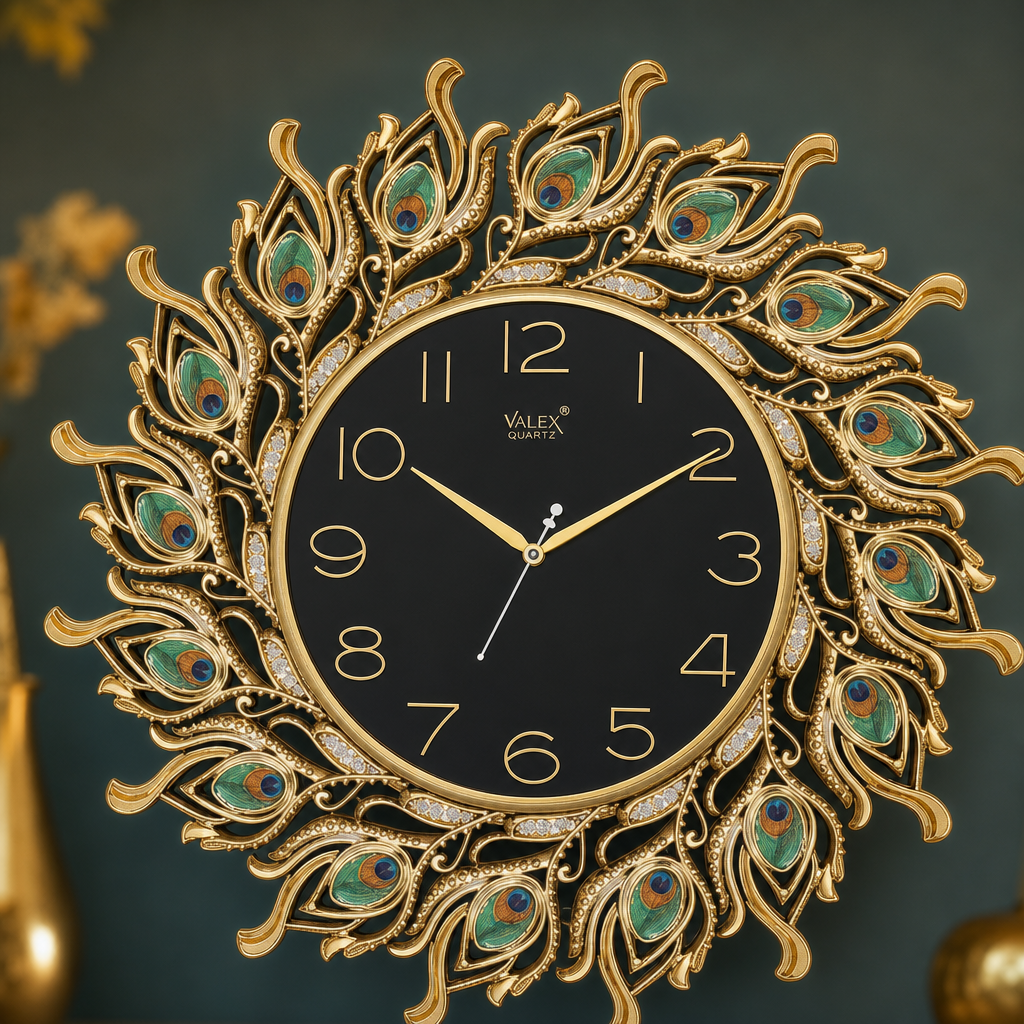 Valex 151 Decorative Peacock Feather Wall Clock