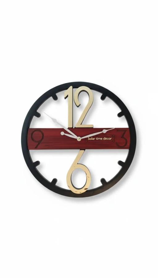 Modern Wood & Gold Wall Clock by Solar Décor key highlights
