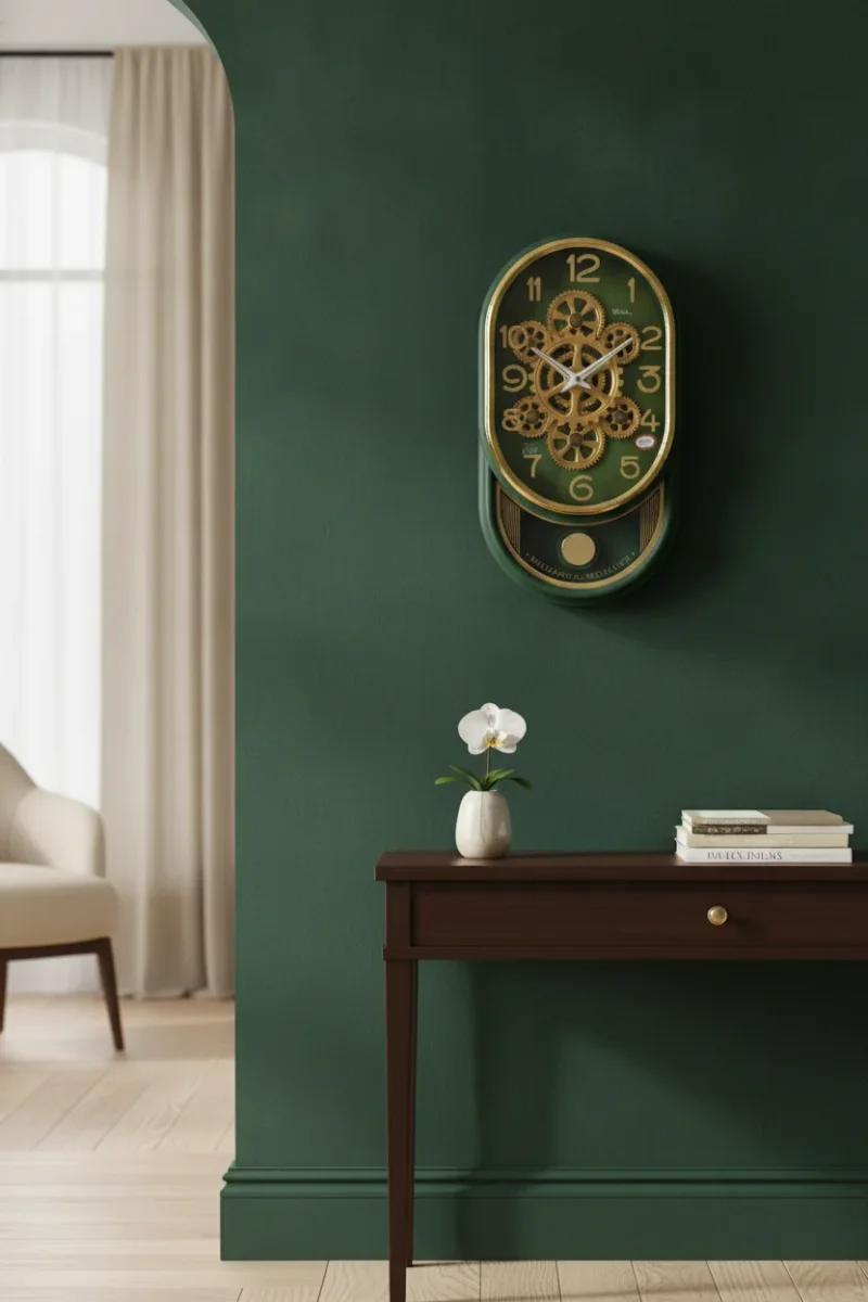 Real RG05 Bronze Golden Exposed Gear Analog Wall Clock with Pendulum lifestyle 2