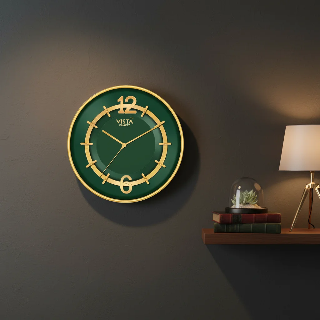 Vista 7020: Gold & Green Wall Clock