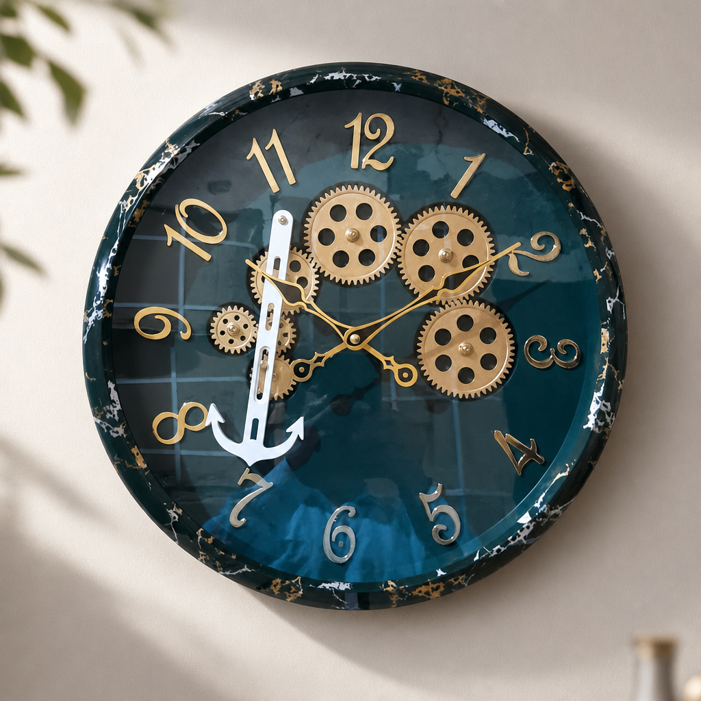 Milan h155-LightGray Decorative Gears & Anchor Wall Clock - Decor 7