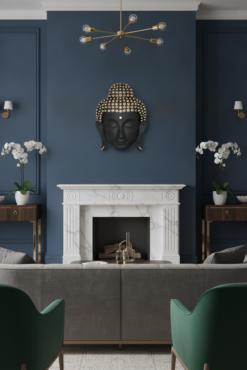 Theo Buddha Face Wall Art - Light Wood & Silver - Decor 10