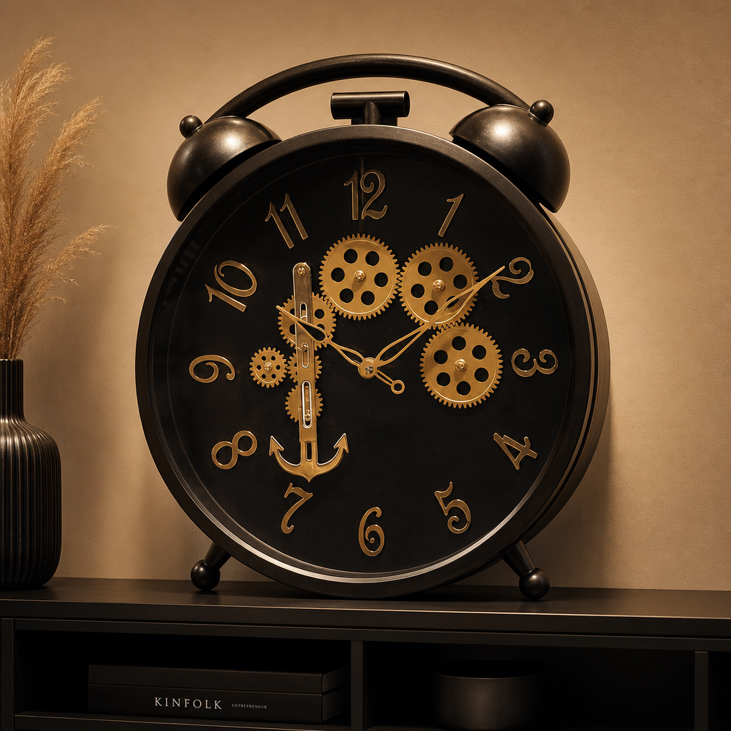 Milan h255 Gold Steampunk Wall Clock with Visible Gears - Decor 11
