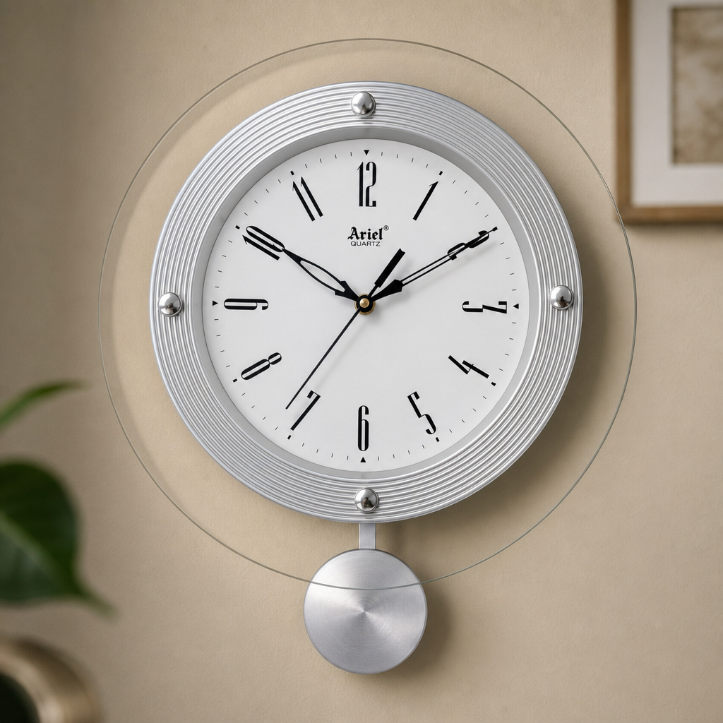 Ariel Pendulum Small Wall Clock - Black with Black Dial - Decor 6