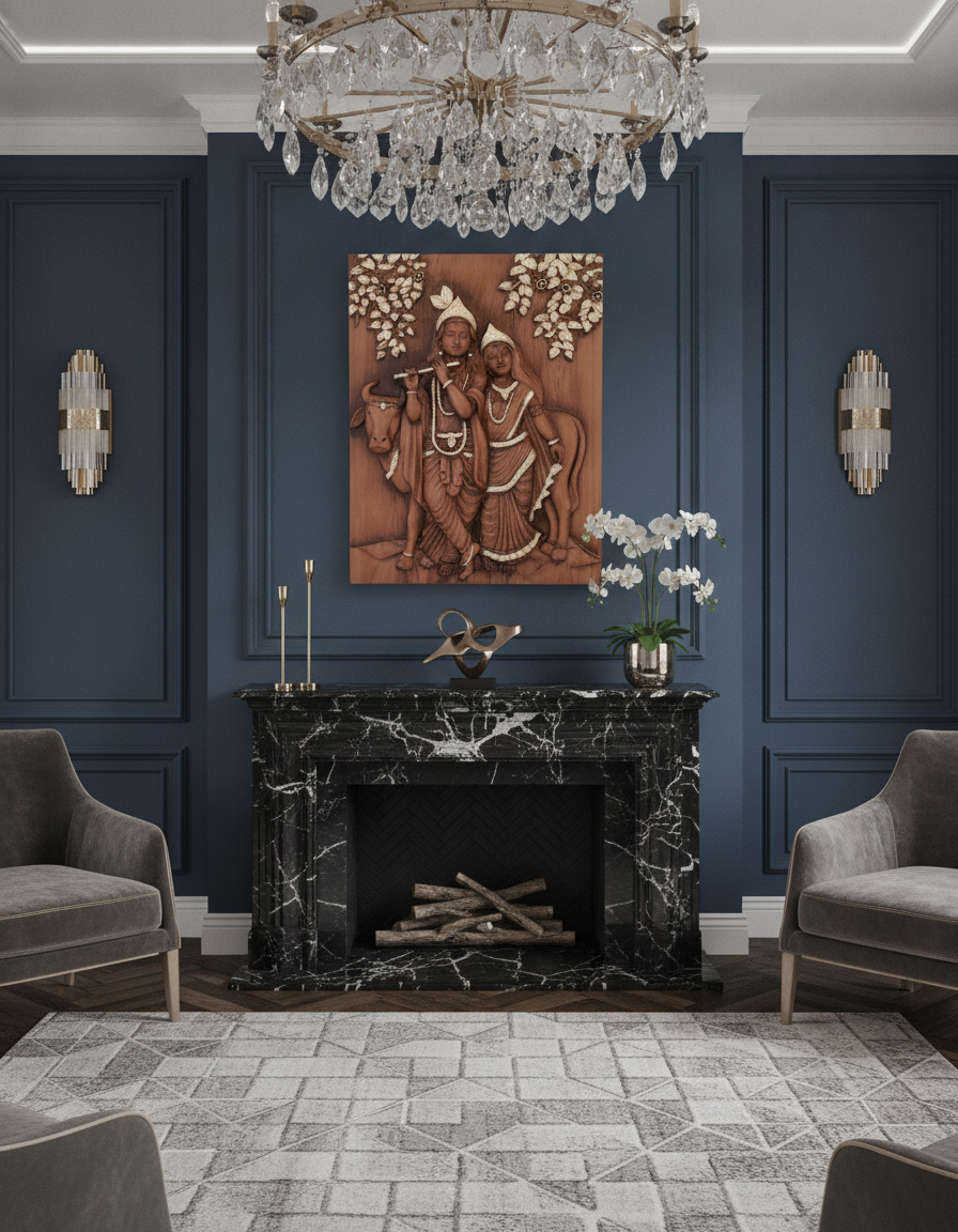 Capital Radha Krishna MediumGray Wall Art - Decor 11