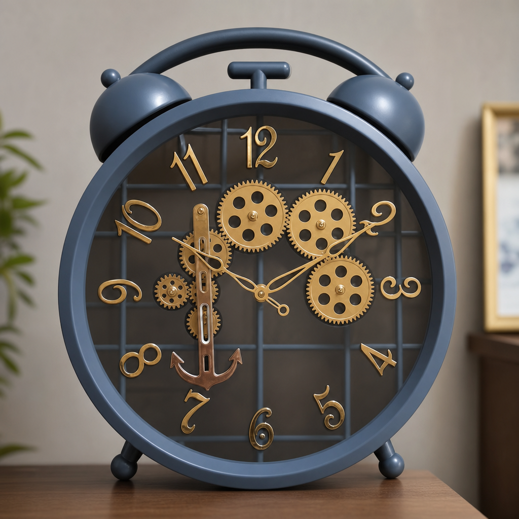 Milan h255 Gold Steampunk Wall Clock with Visible Gears - Decor 9
