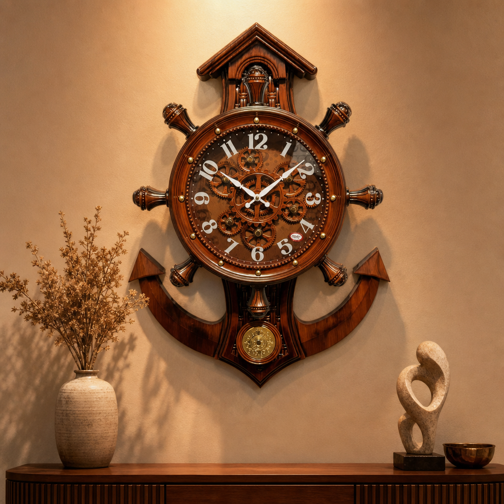 Real RG04 Nautical Ship's Wheel Wall Clock with Anchor lifestyle 3