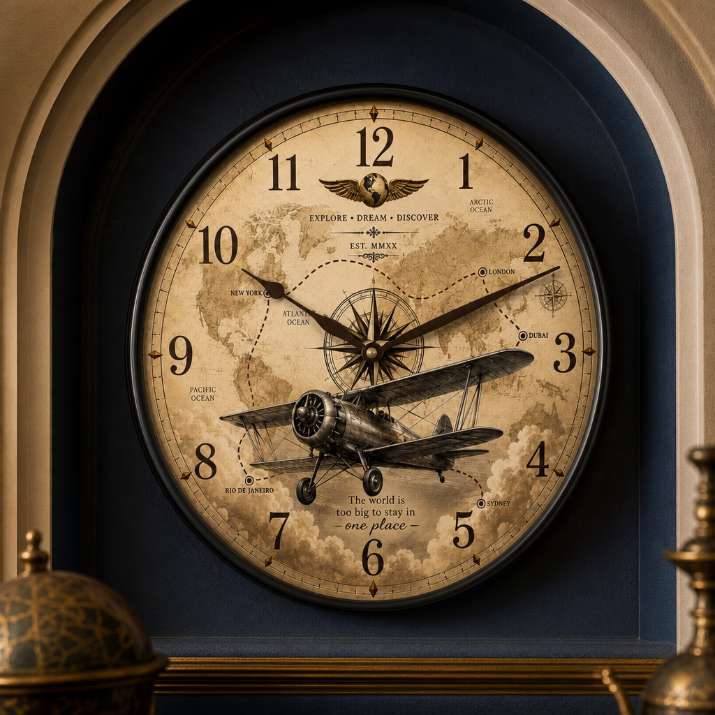 The clock Factory 031 Vintage Airplane Wall Clock