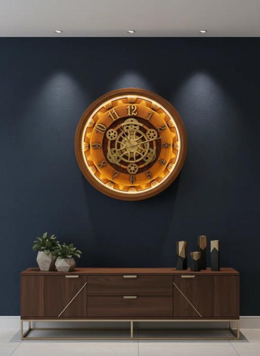 LED LIGHT Steampunk Gear Wall Clock - Golden Brown - The clock Factory TCFH55