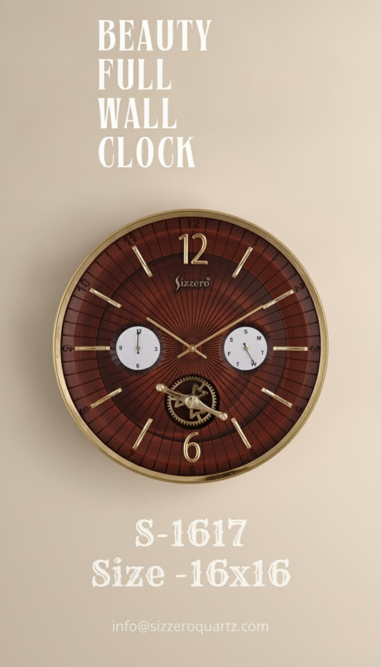 Sizzero 1617 Wall Clock - Black Dial with Rose Gold Finish - Decor 7