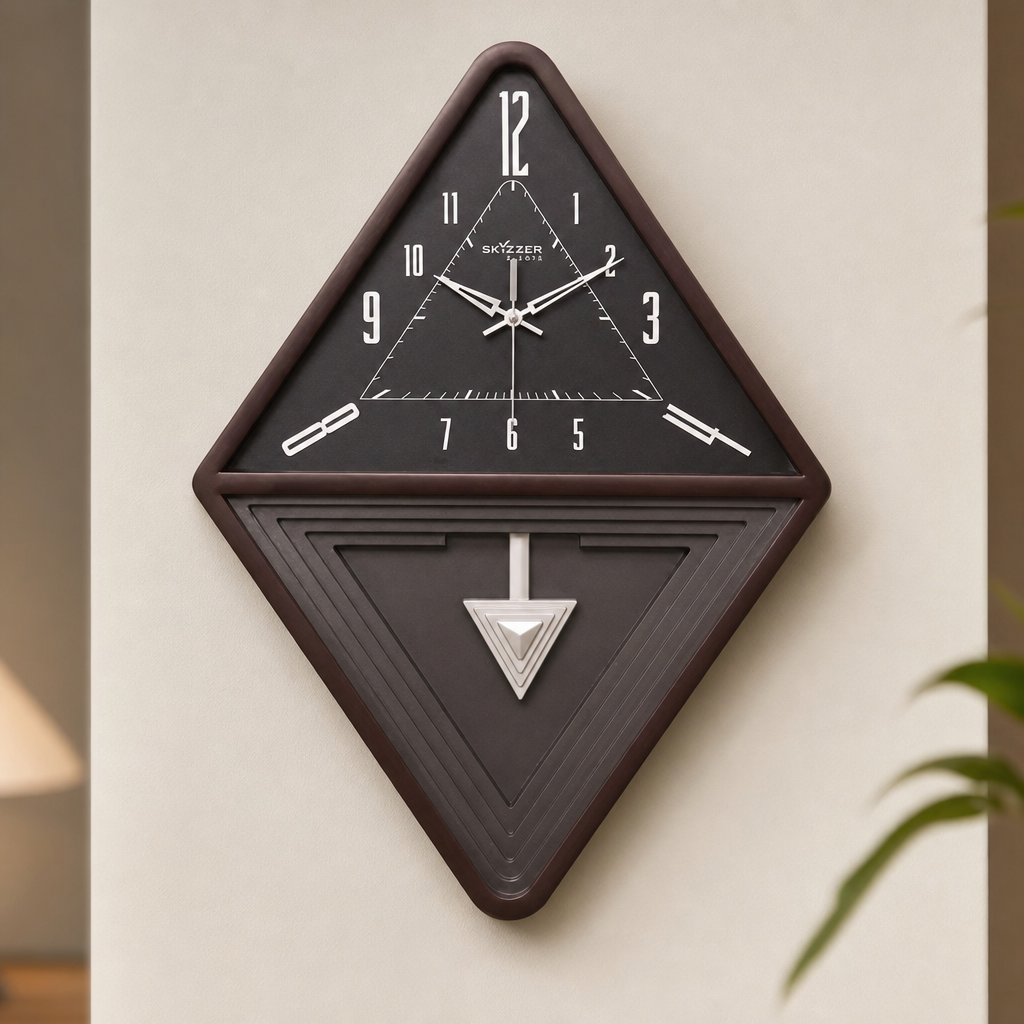 SkyZZer 1621 Modern Dark Brown and Black Diamond Wall Clock