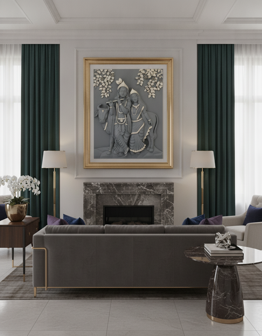 Capital Radha Krishna MediumGray Wall Art lifestyle 1