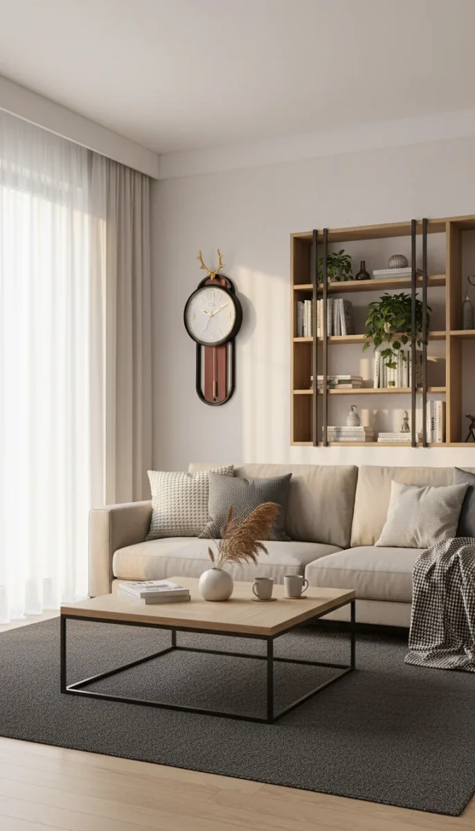 Livon Elegant Deer Head Pendulum Wall Clock lifestyle 1