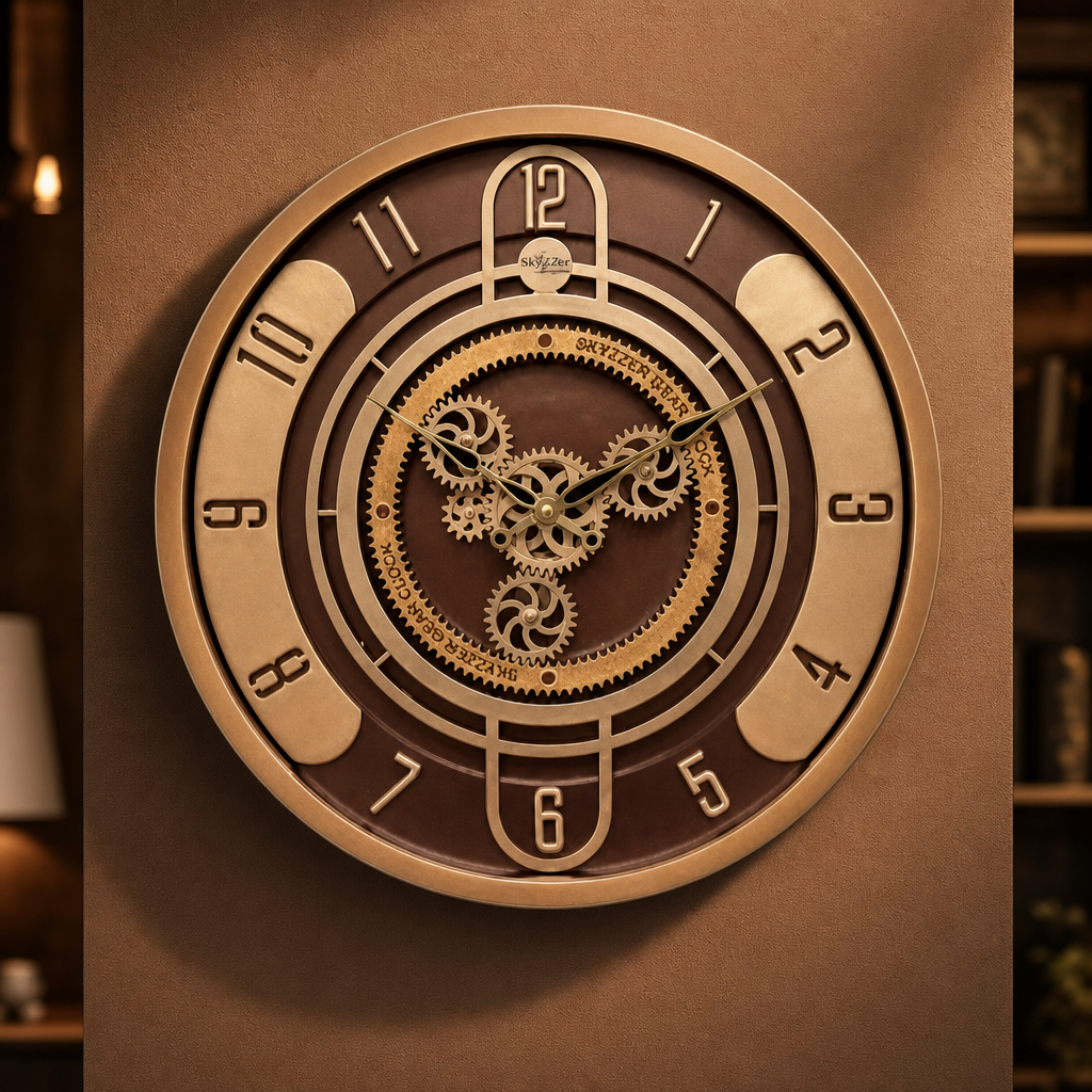 SkyZZer 1818 Steampunk Gear Wall Clock - Dark Bronze & Black - Decor 5