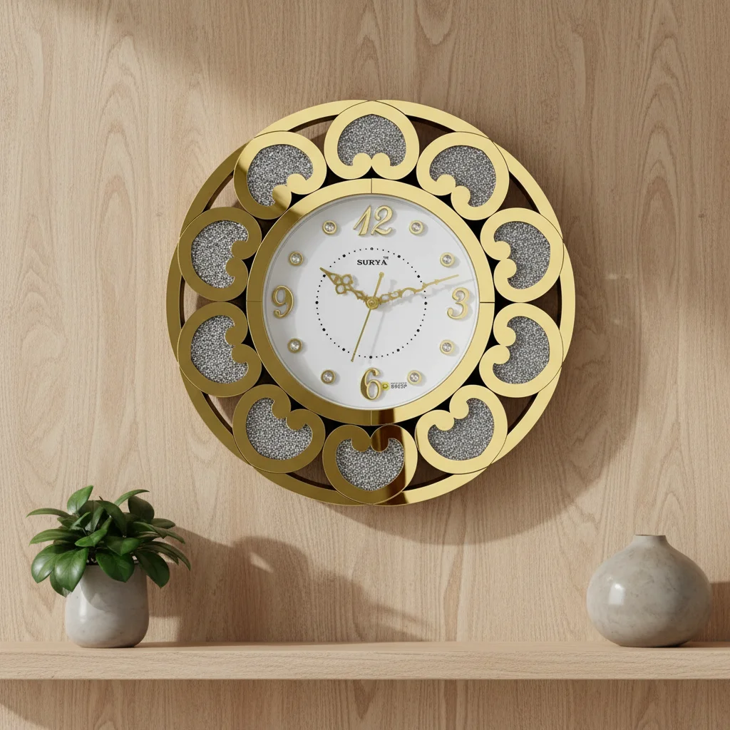 Rose Gold Sparkle Wall Clock - Surya S239