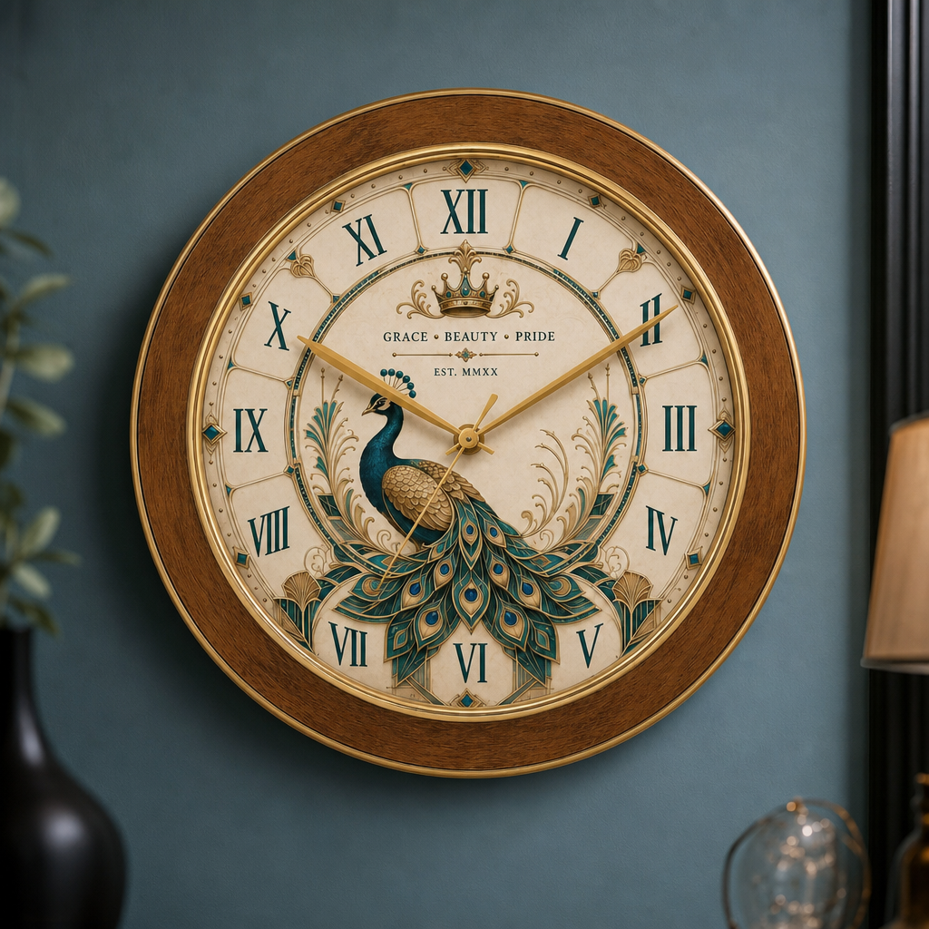 Majestic Peacock Wall Clock by The Clock Factory
