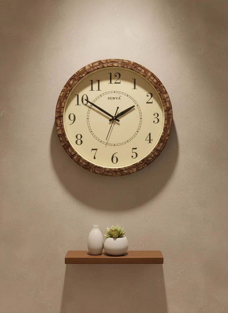 Surya s319 Wooden Wall Clock - Elegant Home Decor