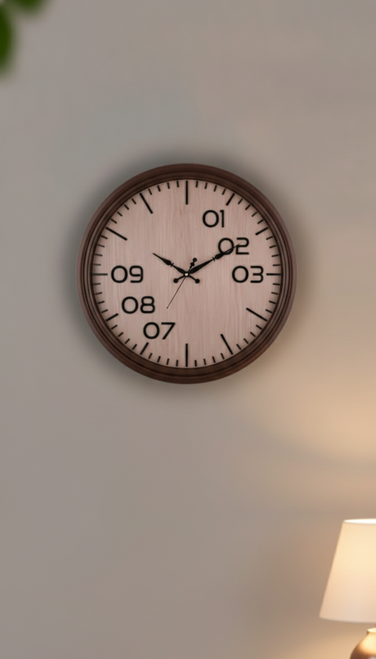 Sizzero 2200-LightWood Modern Wall Clock 22x22