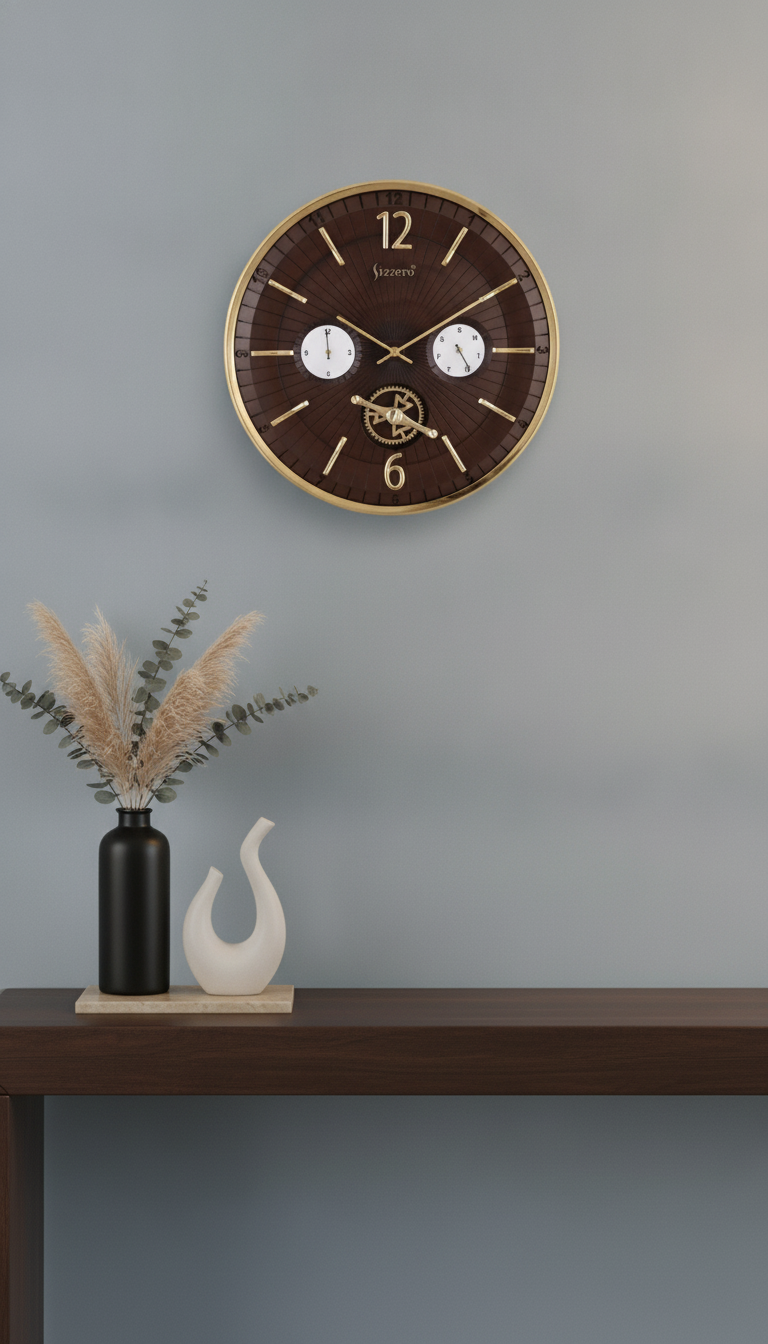 Sizzero 1617 Wall Clock - Black Dial with Rose Gold Finish - Decor 10