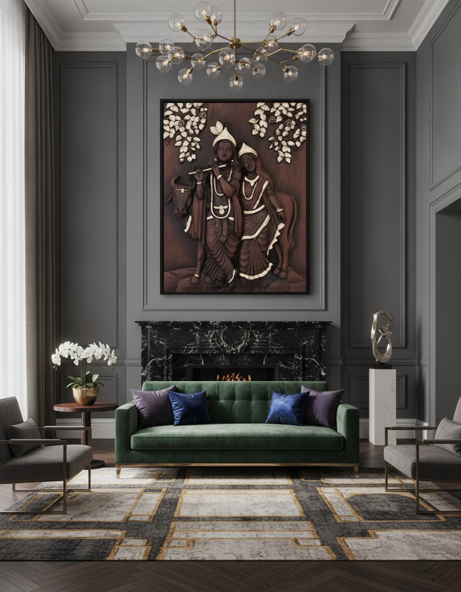 Capital Radha Krishna MediumGray Wall Art - Decor 15