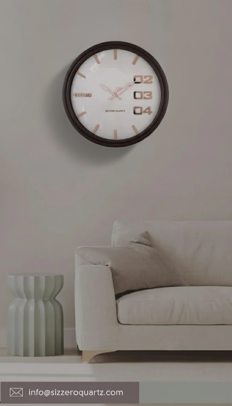 Sizzero 2200-LightWood Modern Wall Clock 22x22 - Decor 7