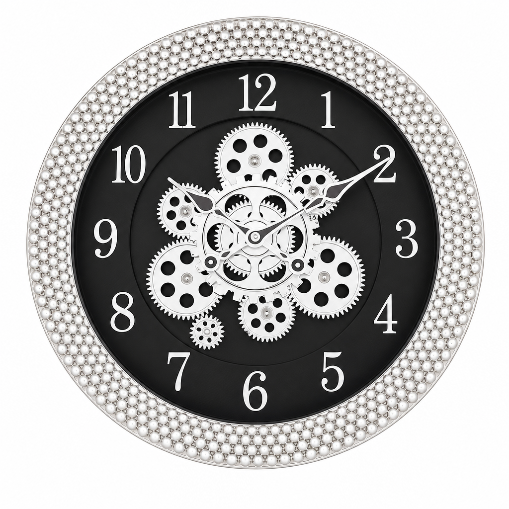 Sapna 3521 Decorative Black & Silver Gear Wall Clock