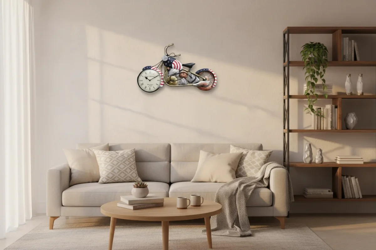 Vintage American Motorcycle Wall Clock - Patriotic Decor - The clock Factory - Wall Clock 29 inch - Motorcycle Clock, Wall Decor, Vintage Style - Image 3