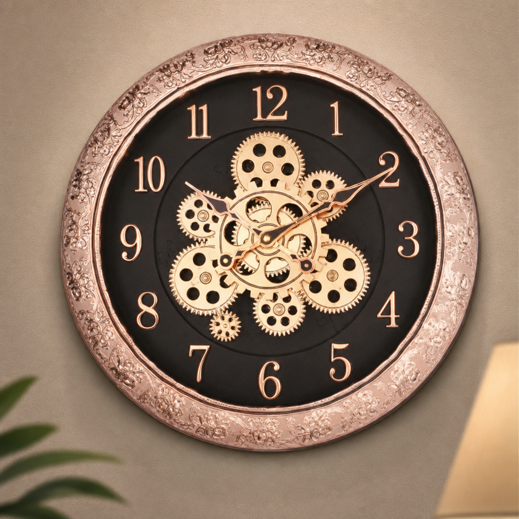 Sapna 3331 Ornate Wall Clock with Visible Gears