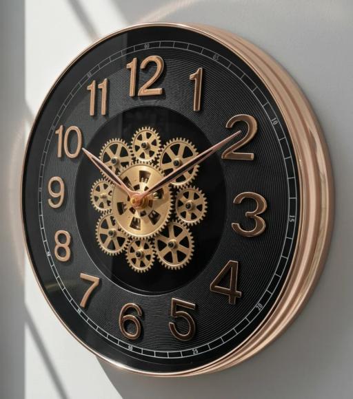 Capital 555 Steampunk Gear Wall Clock - Rose Gold Accent - capital 555 - Premium Wall Clock 16 inch