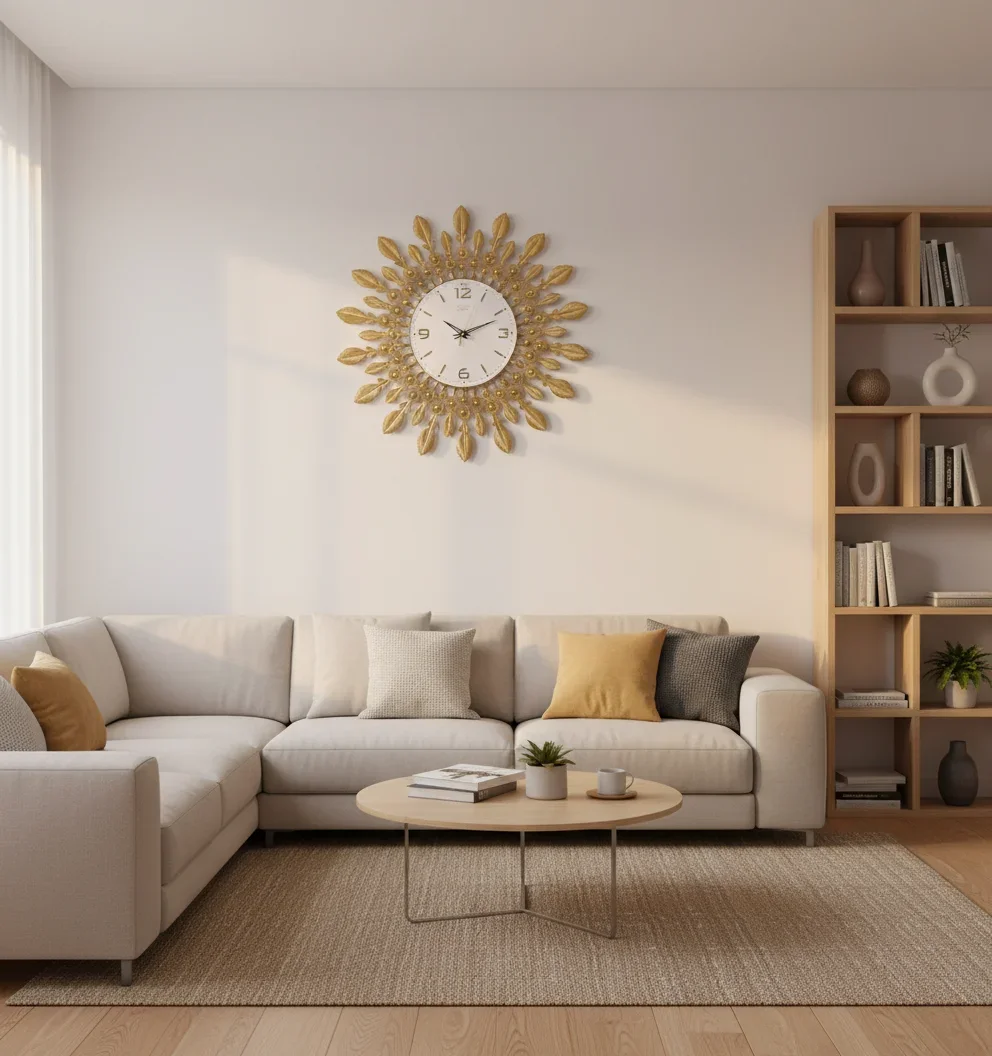 Theo 5155 Gold Leaf Wall Clock lifestyle 1