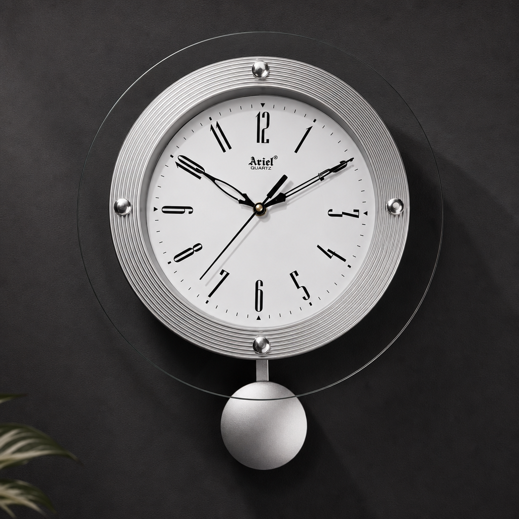 Ariel Pendulum Small Wall Clock - Black with Black Dial - Decor 4