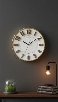 Sonic Gold & White Wall Clock - Elegant Home Decor - Sonic - Wall Clock 12 inch - Wall Clock, Gold Frame, White Face - Image 7