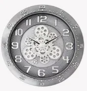 Capital 333 Industrial Gear Design Analog Wall Clock, Silver - capital 333-silver - Wall Clock  Plastic - ["Industrial", "Steampunk", "Home Decor", "Analog", "Metallic Finish"]