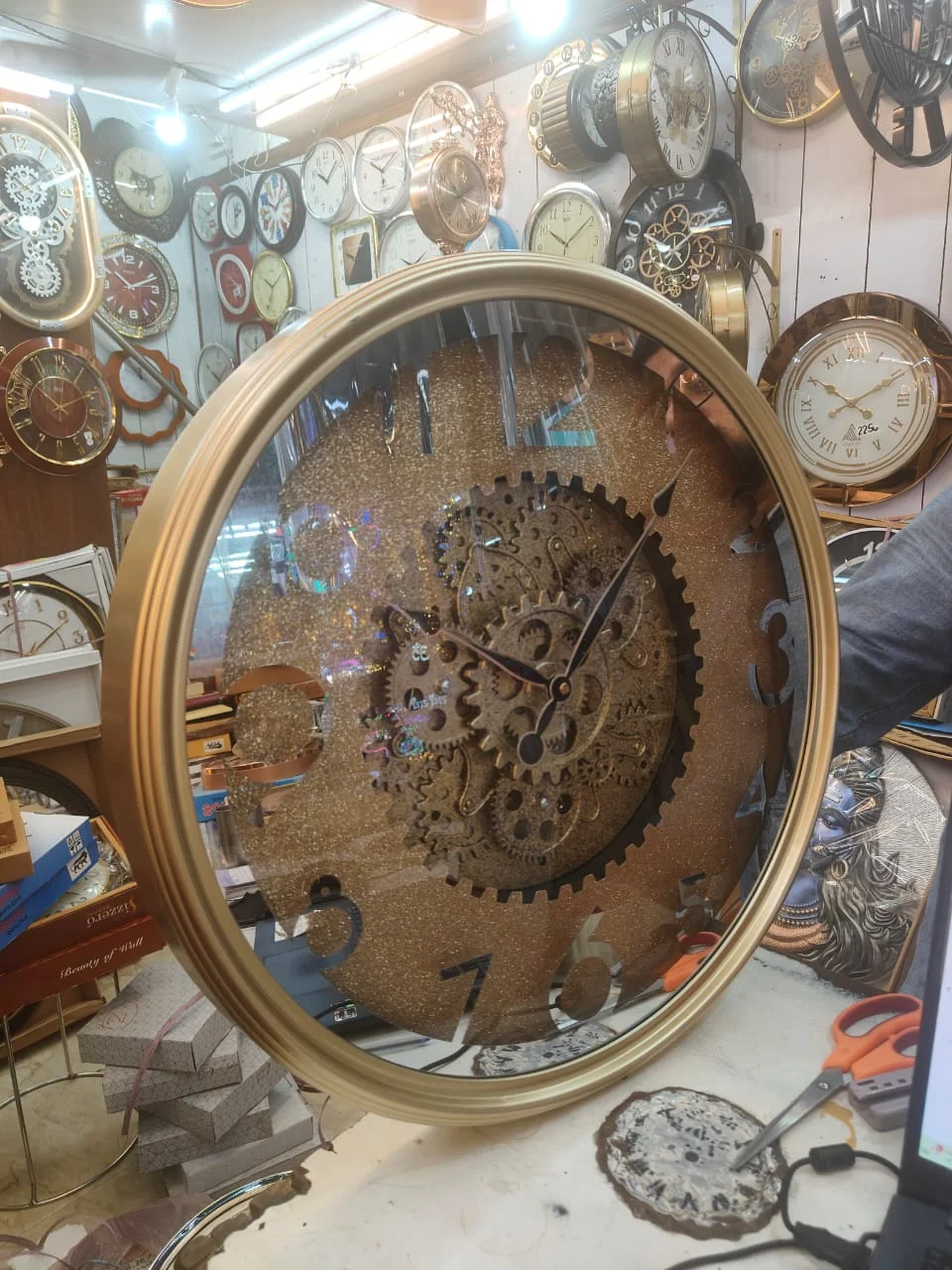 Glam Gold Gear Wall Clock - The clock Factory - Wall Clock 22 inch - Wall Clock, Gold Clock, Gear Clock - Image 5