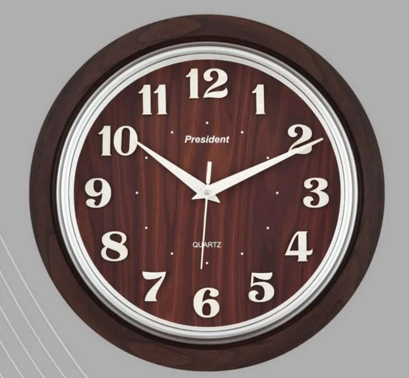 President OfficeClock Dark Brown Wood Grain Analog Wall Clock - President - Wall Clock - ["Classic", "Office Decor", "Analog Quartz Movement" - Image 3